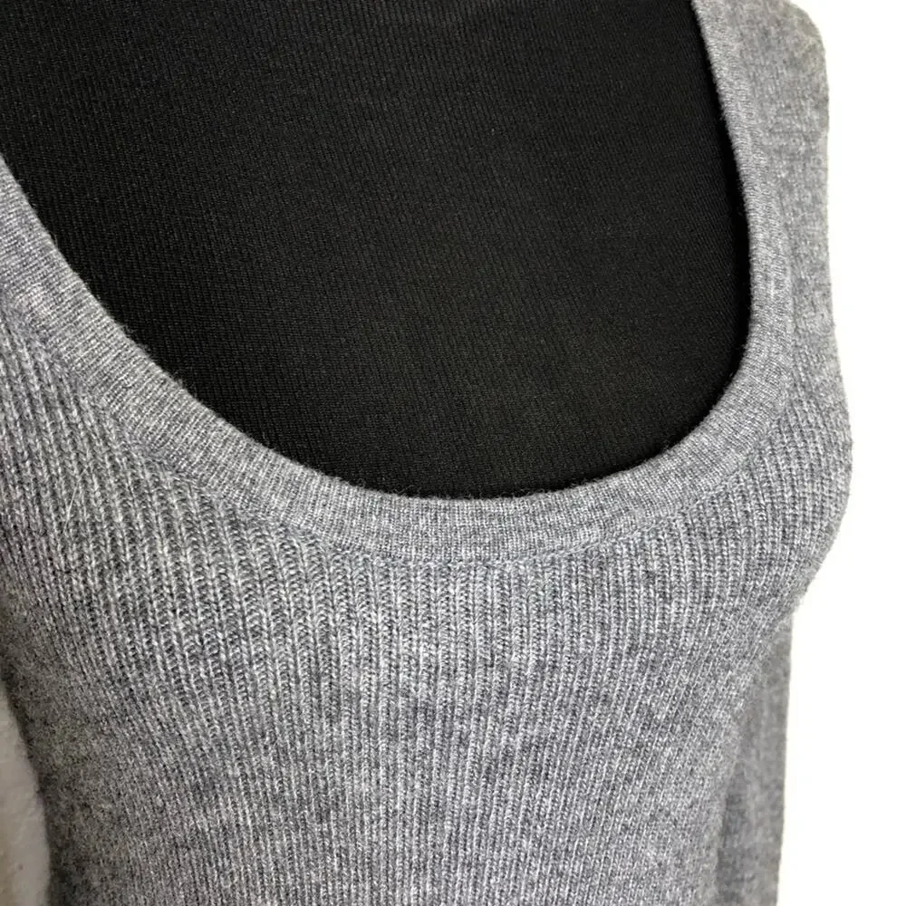 Soft Surroundings gray scoop neck ribbed knit sweater size Petite Small SP